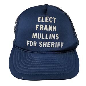 Elect Frank Mullin For Sheriff Adult Snapback Trucker Hat Blue OS Rope Mesh Back